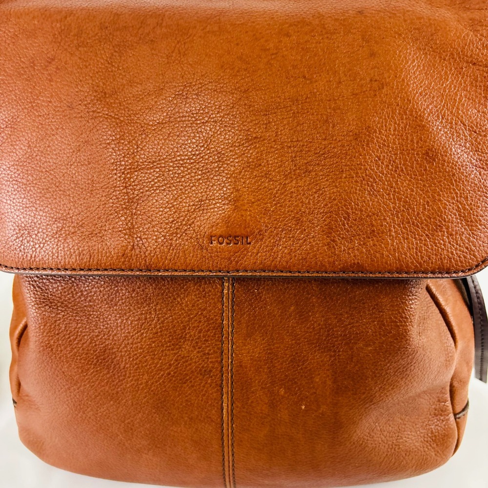 Fossil Claire Brandy Brown Leather Backpack Adjustable Straps - Picture 3 of 14
